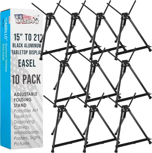 Vista 10 de US Art mesa suplementaria de parte superior de aluminio con caballete de exposición, grande, doble brazo