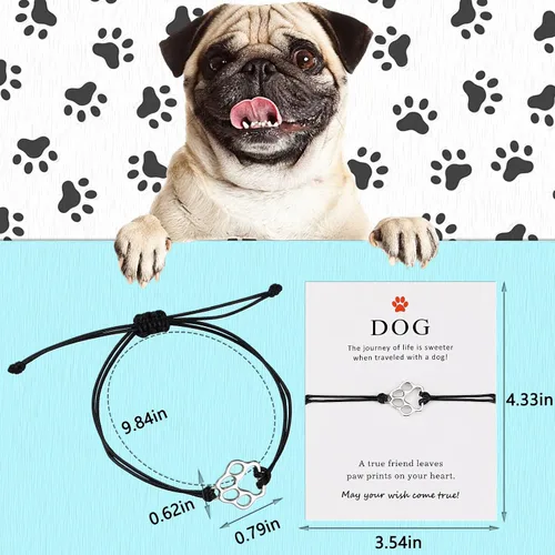 Vista 10 de PLwelth Pulseras de perro de cachorro para mujeres y hombres, regalos conmemorativos para amantes de las mascotas, regalos de amistad para ella, sus