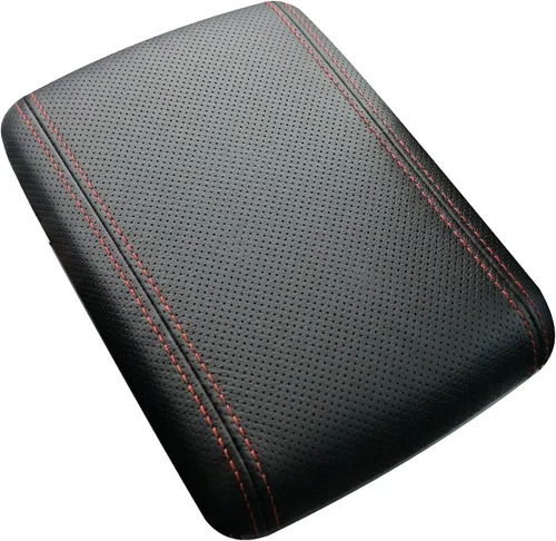 Vista 15 de Mazda Mazda2 2008 – 14 reposabrazos cubierta por RedlineGoods, Cuero Negro-Hilo Negro