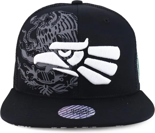Vista 2 de Trendy Apparel Shop Hecho En Mexico Eagle 3D Bordado Flatbill Snapback Mesh Cap