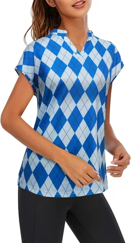 Vista 4 de MISS FORTUNE Camiseta de golf con cuello en V y secado rápido para mujer