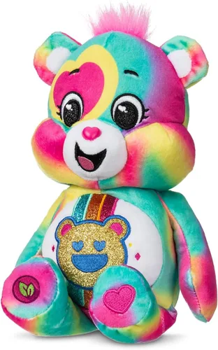 Vista 3 de Care Bears Oso Good Vibes con Purpurina de 9" - Tie-Dye Multicolor, ¡Hecho de Materiales Reciclados! – Bueno para Niñas y Niños, Coleccionistas