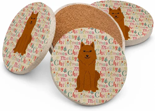 Vista 213 de Abyssinian Sand Terrier Merry Christmas - Posavasos grandes de piedra arenisca (4 unidades)