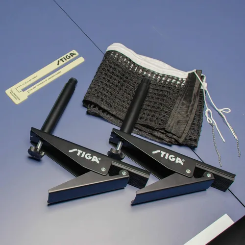 Vista 6 de STIGA Premium Clipper Regulation Table Tennis Net and Post Sets - Easy Set Up and Spring Activated Clip ping Pong net Set