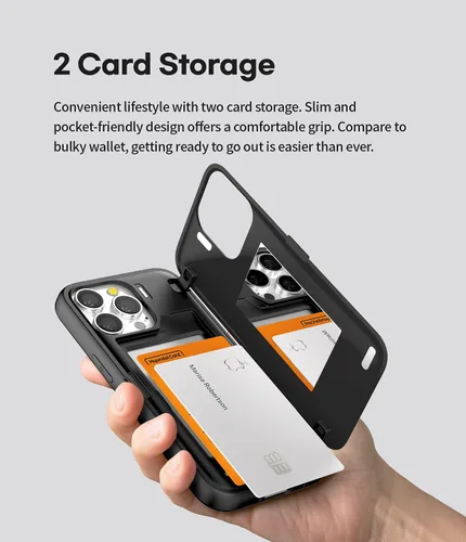 Vista 5 de GOOSPERY Parachoques magnético para puerta compatible con iPhone 13 Pro, tarjetero tipo cartera, cierre automático, protección de doble capa Negro