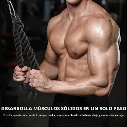 Vista 5 de Accesorio de Cable de Cuerda de Tríceps para Gimnasio, Accesorio de Jalón con Mangos de Goma, Accesorios para Máquina de Ejercicio, Sistema de Poleas