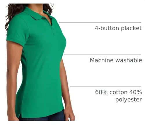 Vista 5 de Port Authority Polo Core Classic Piqué para mujer verde (Bright Kelly Green)