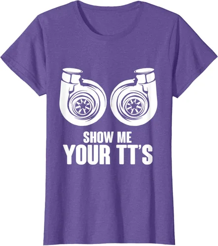 Vista 20 de Funny Show Me Your TT's Twin Turbo Car Racing Camiseta, Negro, S