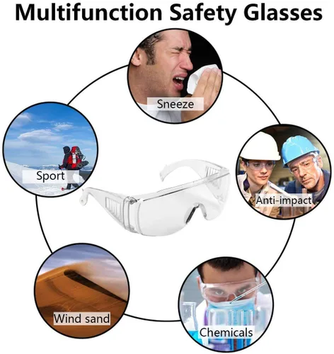Vista 6 de Gafas de seguridad antivaho paquete de 3 – Gafas de protección envolvente para laboratorio, construcción, enfermeras Resistente a los arañazos