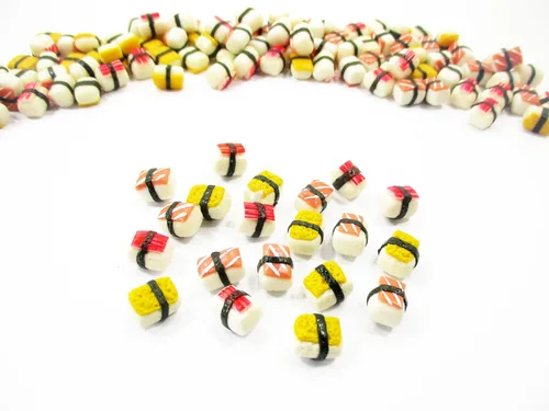 Vista 2 de Casa de muñecas Comida 10 Japonés Sushi Nigiri Miniature Food 14991 Japanese sushi nigiri food clay, tiny 10 loose seafood rice delicacies packs