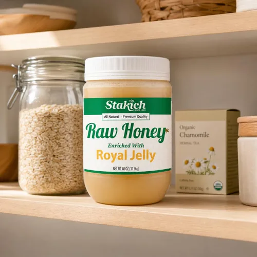 Vista 5 de Stakich Royal Jelly - Miel cruda enriquecida, pura, sin procesar, sin calentar, 40 onzas