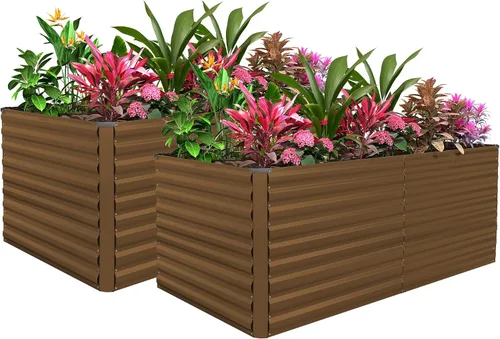 Vista 15 de Cama de jardín elevada con enrejado de arco para plantas trepadoras, cama de jardín elevada galvanizada, jardineras al aire libre para verduras