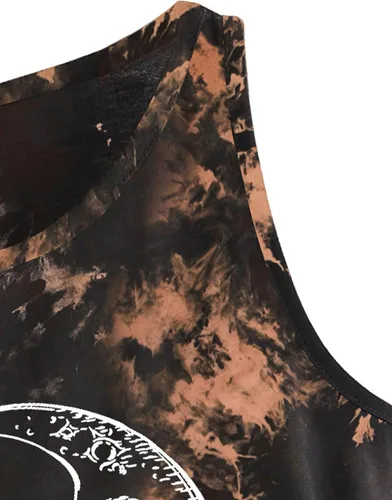 Vista 3 de Remidoo Camiseta sin mangas para mujer, estilo casual, con gráficos, recortada, cuello redondo