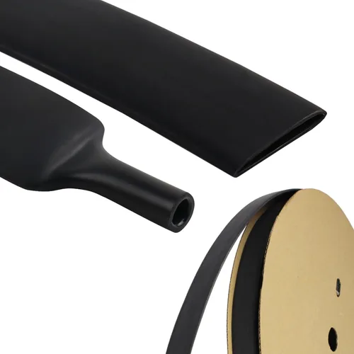 Vista 12 de Tubo termorretráctil negro 3:1 de doble pared con adhesivo marino forrado con pegamento impermeable para cables, protectores de cables, conectores