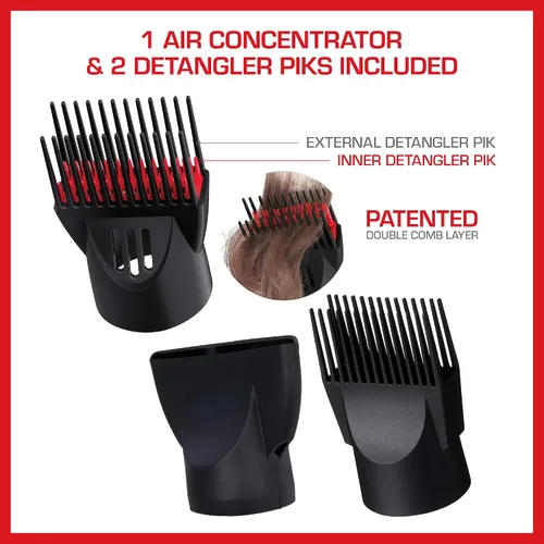 Vista 4 de Red Pro Secador de pelo de 3500 W Turbo Titanium con peine desenredante, cabello liso de secado rápido, multiajuste, botón de disparo frío, secadora