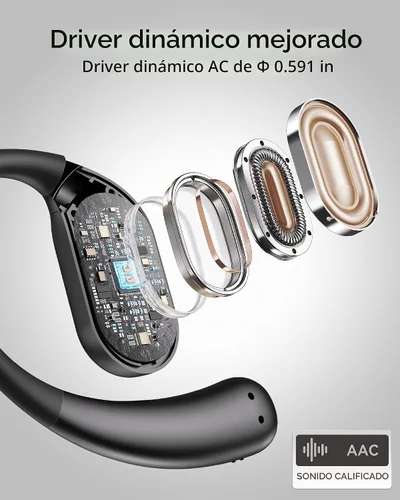 Vista 2 de Auriculares de oreja abierta, verdaderos auriculares inalámbricos con ganchos para los oídos, auriculares de conducción de aire, control táctil