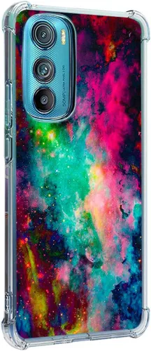 Vista 21 de Funda para Motorola Edge 2022, diseño de flores de mariposa azul, rosa, protección contra caídas, a prueba de golpes, funda protectora de cuerpo