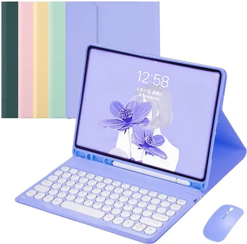 Vista 12 de Funda para teclado Galaxy Tab S6 Lite de 10.4 pulgadas 2024/2022/2020 con mouse Bluetooth, teclado magnético desmontable a color, teclado Bluetooth