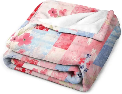 Vista 3 de Manta de verano con parches bohemios, vintage, bohemia, acogedora manta de franela para sofá, cama para niños y adultos, 30 x 40 pulgadas, manta
