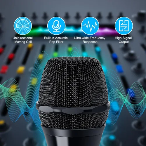 Vista 8 de JYX Micrófono de karaoke vocal dinámico, micrófono de mano con cable con interruptor de encendido/apagado, para máquina