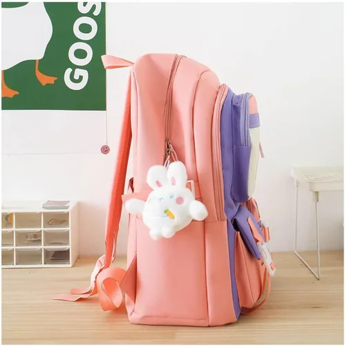 Vista 3 de Linda mochila con accesorios kawaii 5PCS Set Mochila de gran capacidad, Conjunto de cinco piezas negro