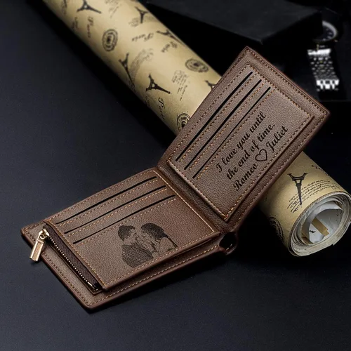 Vista 4 de Billetera personalizada grabada para hombre, cartera de cuero personalizada, el regalo perfecto para hombres, regalos de graduación, regalos