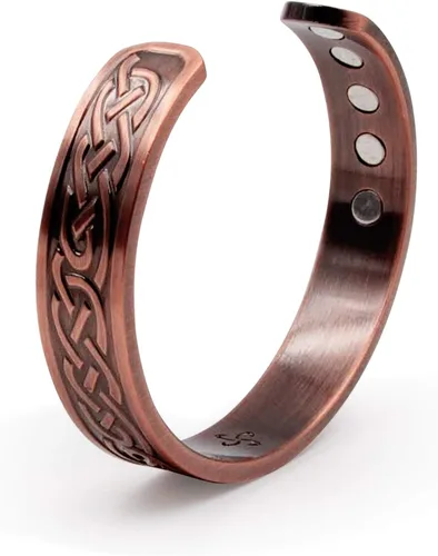 Vista 5 de Brazalete magnético celta de cobre pesado grande para hombre, con 10 imanes, Metal