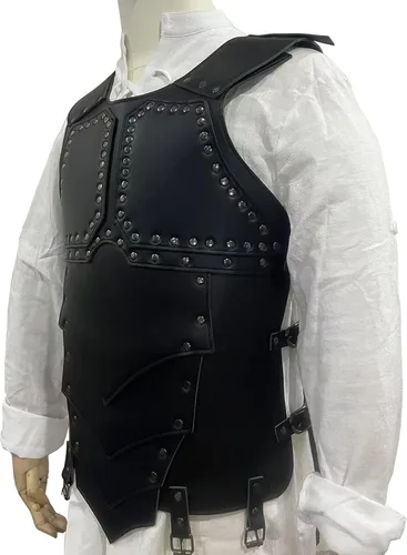 Vista 6 de Armadura medieval para el pecho para hombre, disfraz de caballero de caballero, armadura de cuero vikingo, LARP, Halloween, fiesta de cosplay