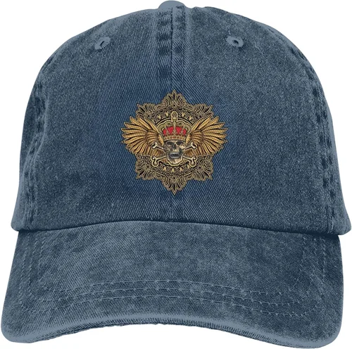 Vista 9 de Cowboy Hat Trendy Hats for Man and Women Djustable Four Season Outdoor Baseball Cap of Hell Skull with Angel Navy Blue