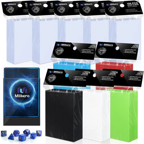 Vista 12 de Mlikero 1200 fundas para tarjetas, fundas para tarjetas mágicas mate, suaves y resistentes al desgarro, aptas para MTG, TCG, CCG (12 colores)