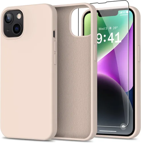 Vista 9 de bemal Funda para iPhone 14 Pro con protector de pantalla, silicona líquida de ajuste delgado, forro de microfibra suave, diseñada para mujeres