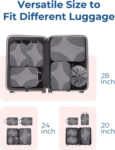 Vista 3 de BAGSMART Cubos de embalaje de compresión para viajes, organizador de equipaje comprimible para cruceros, artículos esenciales de viaje ligeros