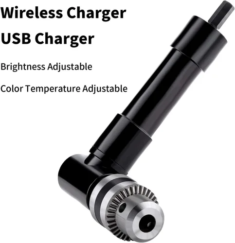 Vista 4 de Taladro de ángulo recto inalámbrico Adaptador de accesorio de 0.039-0.394 in Portabrocas de mango de 90 grados Herramienta de perforación