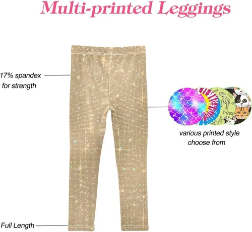 Vista 5 de CaTaKu Gold Shiny Sparkles Leggings for Girls Kids Pants Athletic Tights Girls Leggings
