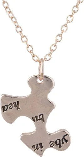 Vista 4 de Lux Accessories Collar con 5 palabras de amistad en forma de rompecabezas, siempre juntos nunca separados