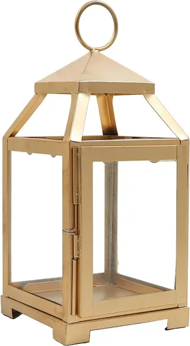 Vista 12 de Hosley's Farol estilo clásico, de 12 pulgadas de alto, de hierro y vidrio Regalo ideal para celebraciones, fiestas, bodas, Aromaterapia y Spa.