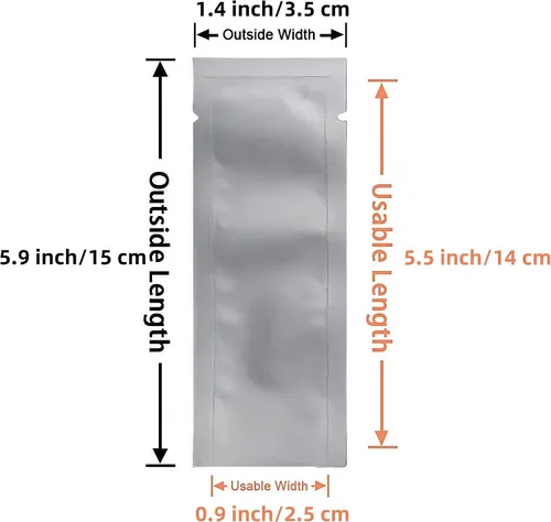 Vista 4 de FERENLI 100 unidades de bolsas de líquido de viaje transparentes de Mylar con sellado térmico al vacío de 1.4 x 5.9 pulgadas para artículos