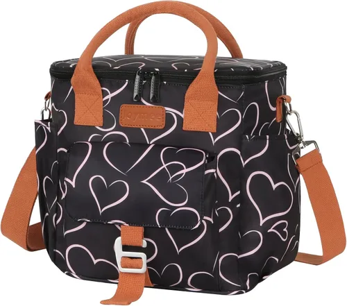 Vista 8 de Joymee Lonchera para hombres, bolsa de almuerzo aislada para mujeres con correa para el hombro, reutilizable, a prueba de fugas, grande, espaciosa