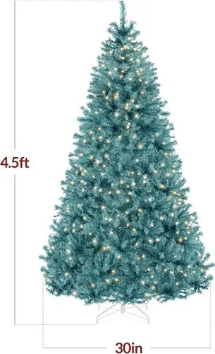 Vista 12 de Best Choice Products Árbol de Navidad azul bebé preiluminado de 6 pies, decoración navideña artificial completa con 947 puntas de rama, 250 luces