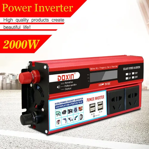 Vista 2 de Inversor de corriente para automóvil de 12 V, 24 V a 110 V, 220 V, convertidor de automóvil con 4 puertos USB, convertidor de adaptador