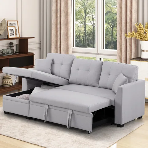 Vista 7 de Alexent Sofá cama con cama extraíble, diván de almacenamiento, sofá seccional pequeño, sofá de sala de estar, sofá reversible de 3 plazas para sala