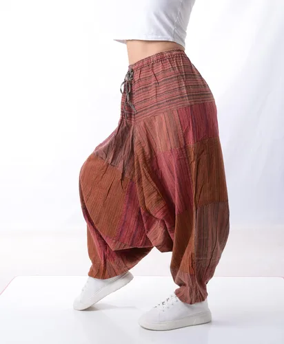 Vista 3 de Pantalones Harem 100% algodón, pantalones bohemios de yoga hippie