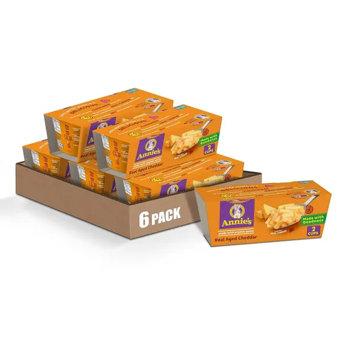 Vista 20 de Tazas de macarrones con queso al microondas de queso cheddar real envejecido de Annie's, con pasta orgánica, hechas con queso real, guarnición