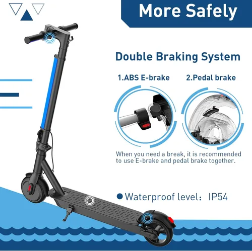Vista 4 de Patinete eléctrico Hiboy S2 Lite – neumáticos sólidos de 6.5 pulgadas – hasta 17.1 kilómetros de alcance y 21 km/h, portátil y plegable