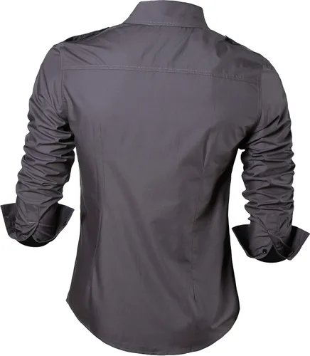 Vista 111 de jeansian - Camisas de manga larga de ajuste entallado para hombre (8397), con botones, informales y de vestir.