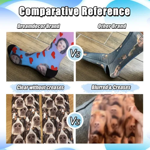 Vista 6 de Dreamdecor Calcetines divertidos personalizados con foto, calcetines divertidos personalizados para hombres, mujeres y niños