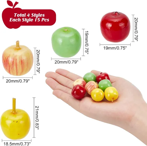 Vista 2 de CHGCRAFT 60 mini manzanas artificiales de frutas de espuma, manzana falsa para el hogar, cocina, fotografía, decoración de fiestas, 0.748-0.827 in