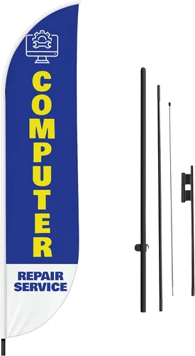 Vista 45 de DreamController - Bandera de plumas de alteraciones (11.5 pies x 2.5 pies) por DreamController para negocios al aire libre con poste adicional