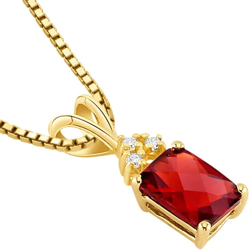 Vista 2 de Peora Colgante de granate y diamante para mujer, oro amarillo de 14 quilates, piedra natal de piedras preciosas auténticas, solitario elegante