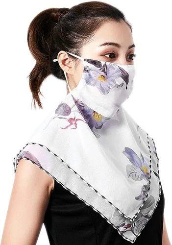 Vista 8 de Bufanda tipo bandana para mujeres y niñas, con cintas elásticas para las orejas, polaina para el cuello, pasamontañas, protección contra el polvo